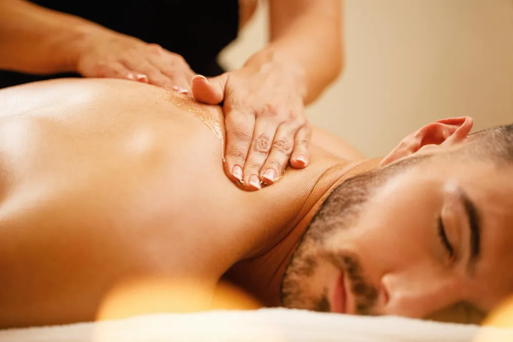Male-to-male therapeutic full-body massage in Aerocity targeting muscle tension and fatigue
